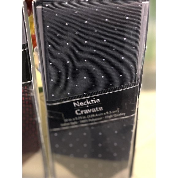 Tie Italian Designer Style Necktie Black Red  White Design Polyester Set Of  Two - Picture 4 of 5